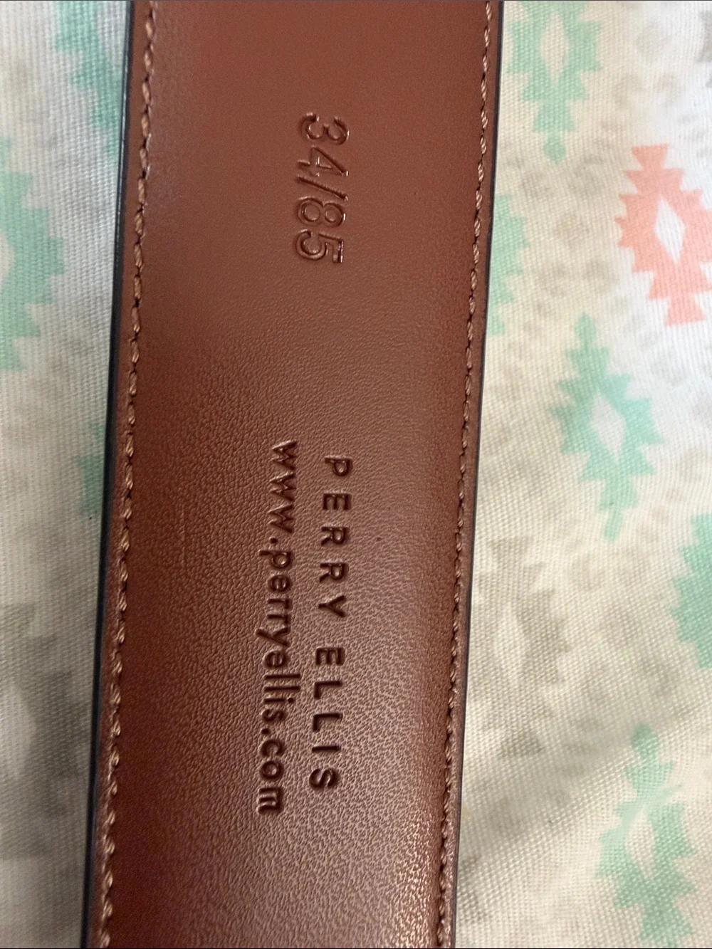 Perry Ellis Black and Brown Reversible Leather Belt with Silver Buckle
